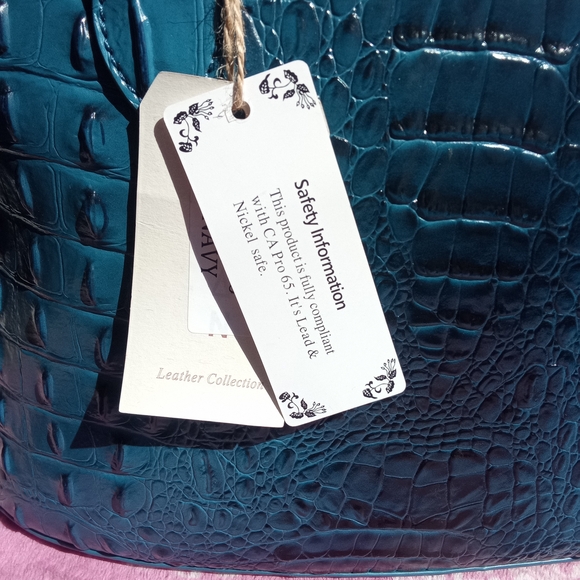 Teal Croc-Embossed Dome Tote and Wallet Set - Women Bags - Picture 5 of 6